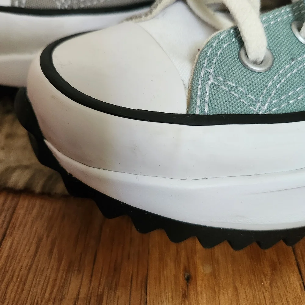 Converse Two Color Run Star High-Top Sneakers in Gray and Mint